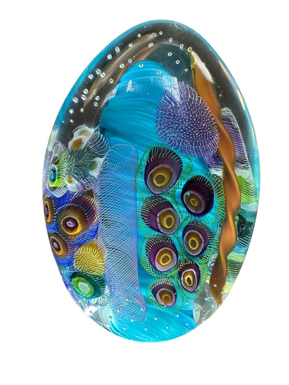 NEW Seascape Inspired Murrine & Cane Small Paddle Paperweight Signed S. Garrelts